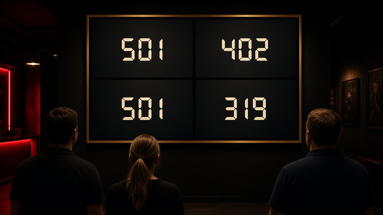 People watching the scores on a large screen